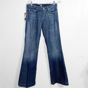 7 For All Mankind 7FAM Dojo Jeans Wide Flare Leg Swarovski Dark Wash Size 29 Y2K